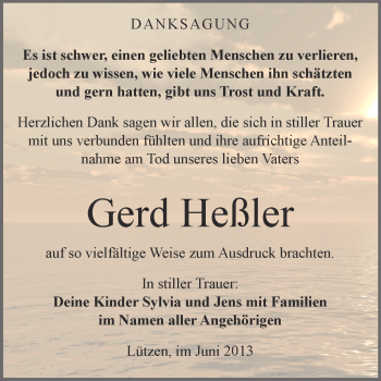Traueranzeige von Gerd Heßler von Super Sonntag Merseburg