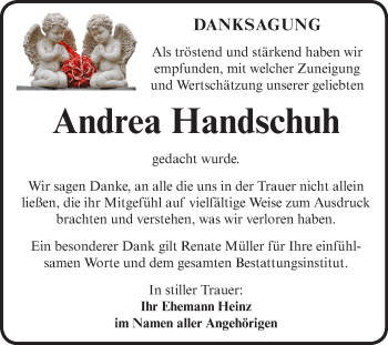 Traueranzeige von Andrea Handschuh von Super Sonntag Aschersleben