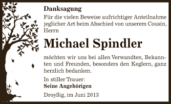 Traueranzeige von Michael Spindler von Super Sonntag Zeitz