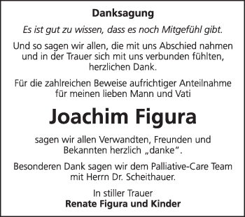 Traueranzeige von Joachim Figura von Super Sonntag Dessau / Köthen