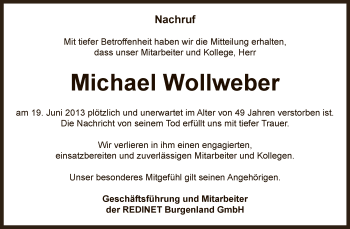 Traueranzeige von Michael Wollweber von Super Sonntag Zeitz