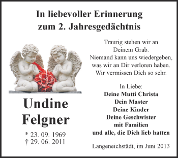 Traueranzeige von Undine Felgner von Super Sonntag Merseburg