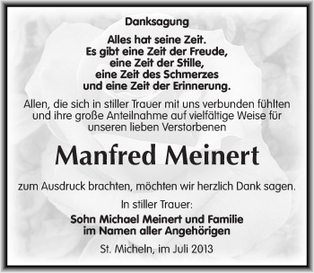 Traueranzeige von Manfred Meinert von Mitteldeutsche Zeitung Merseburg/Querfurt