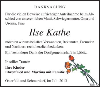 Traueranzeige von Ilse Kathe von Mitteldeutsche Zeitung