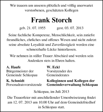 Traueranzeige von Frank Storch von Mitteldeutsche Zeitung Merseburg/Querfurt