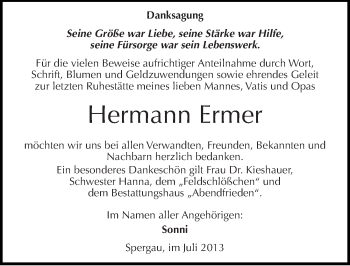 Traueranzeige von Hermann Ermer von Mitteldeutsche Zeitung Merseburg/Querfurt