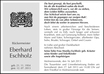 Traueranzeige von Eberhard Eschholz von Mitteldeutsche Zeitung Aschersleben