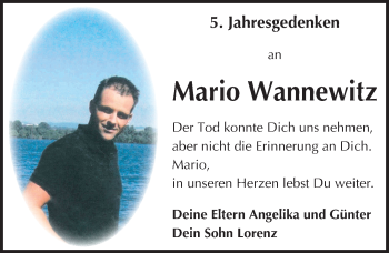 Traueranzeige von Mario Wannewitz von Mitteldeutsche Zeitung Halle/Saalkreis