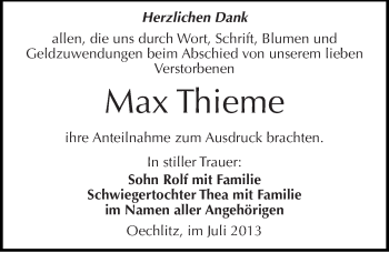 Traueranzeige von Max Thieme von Mitteldeutsche Zeitung Merseburg/Querfurt