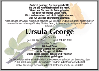 Traueranzeige von Ursula George von Mitteldeutsche Zeitung