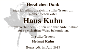 Traueranzeige von Hans Kuhn von WVG - Wochenspiegel SGH