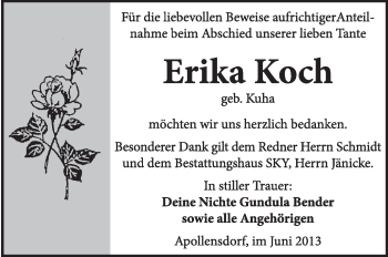 Traueranzeige von Erika Koch von Super Sonntag Wittenberg