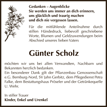 Traueranzeige von Günter Scholz von Super Sonntag Bernburg