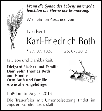 Traueranzeige von Karl-Friedrich Both von Mitteldeutsche Zeitung Köthen