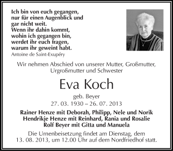 Traueranzeige von Eva Koch von Mitteldeutsche Zeitung Halle/Saalkreis