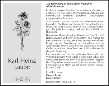 Traueranzeige von Karl-Heinz Laube von Mitteldeutsche Zeitung Wittenberg