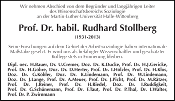 Traueranzeige von Rudhard Stollberg von Mitteldeutsche Zeitung Halle/Saalkreis