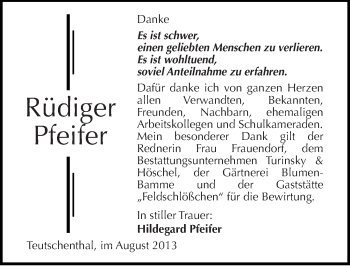 Traueranzeige von Rüdiger Pfeifer von Mitteldeutsche Zeitung Halle/Saalkreis