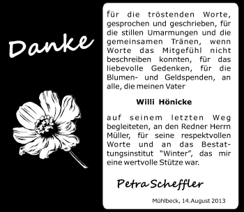 Traueranzeige von Willi Hönicke von Mitteldeutsche Zeitung Bitterfeld