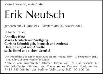 Traueranzeige von Erik Neutsch von Mitteldeutsche Zeitung Halle/Saalkreis