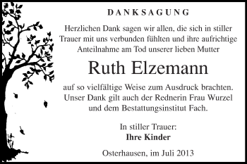 Traueranzeige von Ruth Elzemann von WVG - Wochenspiegel Merseburg