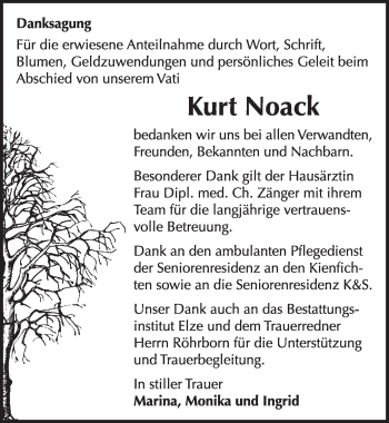 Traueranzeige von Kurt Noack von Super Sonntag Dessau / Köthen