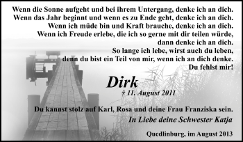 Traueranzeige von Dirk  von WVG - Wochenspiegel Quedlinburg