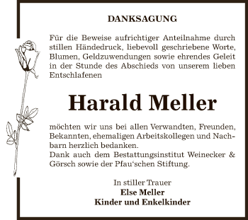 Traueranzeige von Harald Meller von Super Sonntag Bernburg