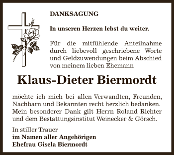 Traueranzeige von Klaus-Dieter Biermordt von Super Sonntag Bernburg