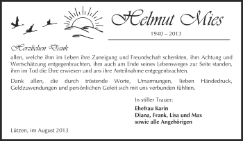 Traueranzeige von Helmut Mies von Super Sonntag Merseburg