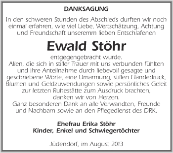 Traueranzeige von Ewald Stöhr von WVG - Wochenspiegel Merseburg