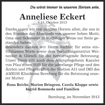 Traueranzeige von Inge Rosenburg von Mitteldeutsche Zeitung Halle/Saalkreis