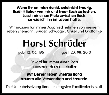 Traueranzeige von Horst Schröder von Mitteldeutsche Zeitung Halle/Saalkreis