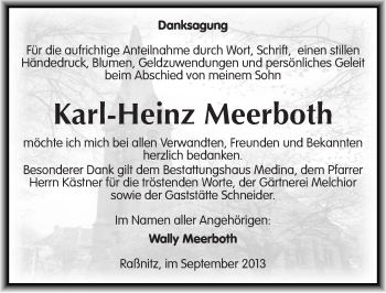 Traueranzeige von Karl-Heinz Meerboth von Mitteldeutsche Zeitung Merseburg/Querfurt