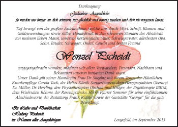 Traueranzeige von Wenzel Pscheidt von Mitteldeutsche Zeitung Sangerhausen