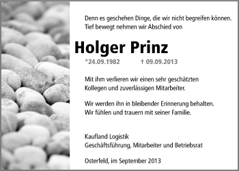 Traueranzeige von Holger Prinz von Mitteldeutsche Zeitung
