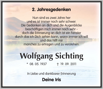 Traueranzeige von Wolfgang Sichting von Mitteldeutsche Zeitung Halle/Saalkreis