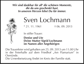 Traueranzeige von Sven Lochmann von Mitteldeutsche Zeitung Halle/Saalkreis