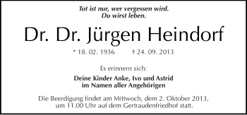 Traueranzeige von Jürgen Heindorf von Mitteldeutsche Zeitung Halle/Saalkreis