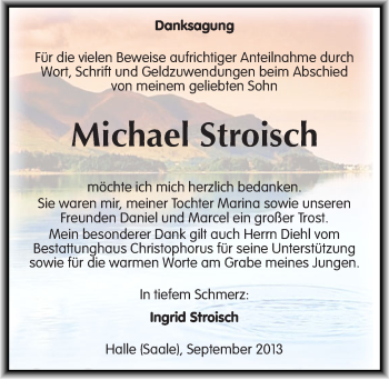Traueranzeige von Michael Stroisch von Mitteldeutsche Zeitung Halle/Saalkreis