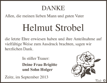 Traueranzeige von Helmut Strobel von Super Sonntag Zeitz