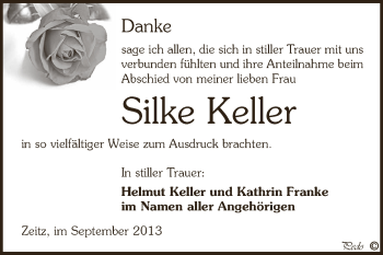 Traueranzeige von Silke Keller von Super Sonntag Zeitz