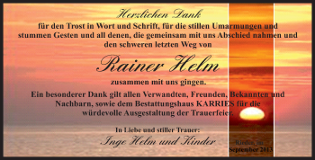 Traueranzeige von Rainer Helm von WVG - Wochenspiegel Quedlinburg