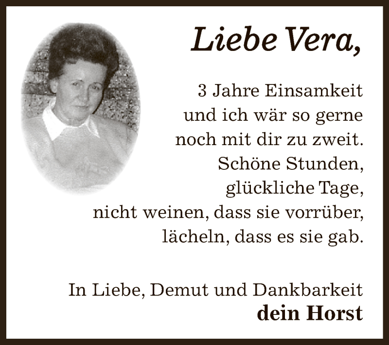  Traueranzeige für Vera  vom 18.09.2013 aus Super Sonntag Bernburg