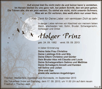 Traueranzeige von Holger Prinz von Super Sonntag Zeitz