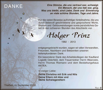 Traueranzeige von Holger Prinz von Super Sonntag Zeitz