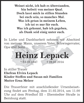 Traueranzeige von Eva Engel-Holland von Mitteldeutsche Zeitung Dessau-Roßlau