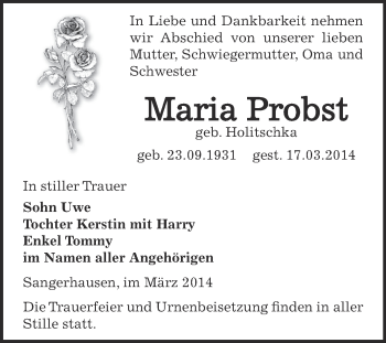 Traueranzeige von Werner Soldmann von Mitteldeutsche Zeitung Köthen
