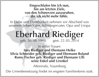 Traueranzeige von Manfred Joachim von Mitteldeutsche Zeitung Naumburg/Nebra