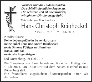 Traueranzeige von Manfred Bergmann von Mitteldeutsche Zeitung Mansfelder Land